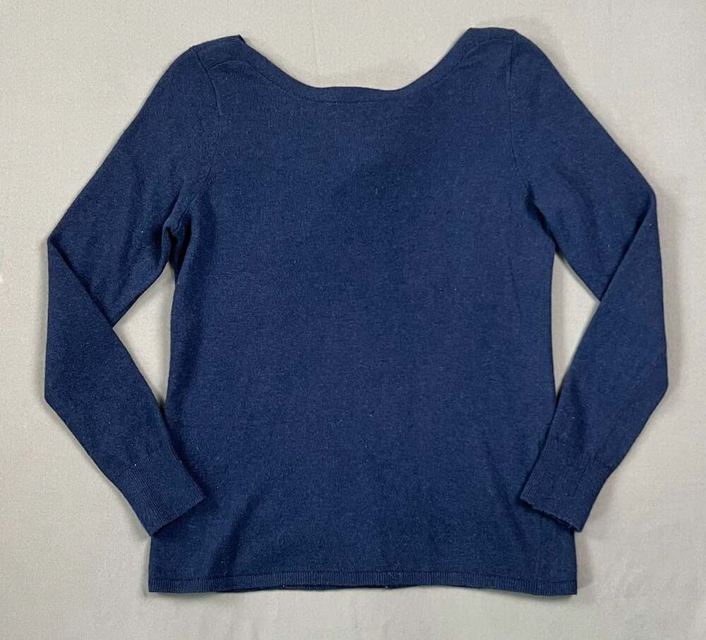 Banana Republic Filpucci Knit Sweater Size M Blue Italian Yarn Tie Back